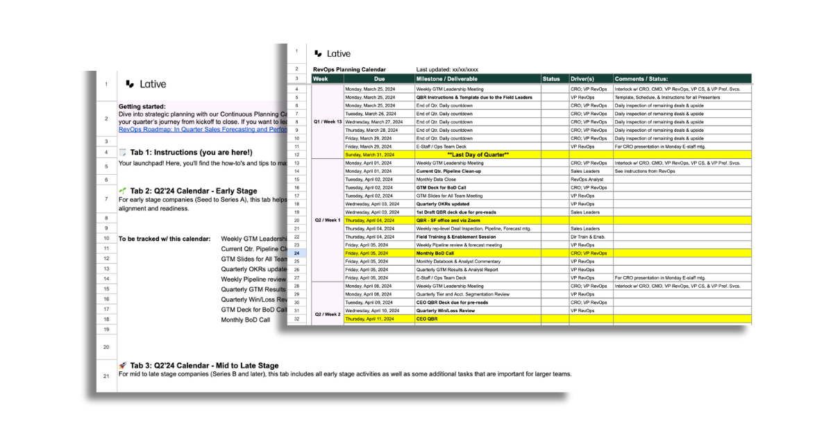 Continuous Planning Calendar